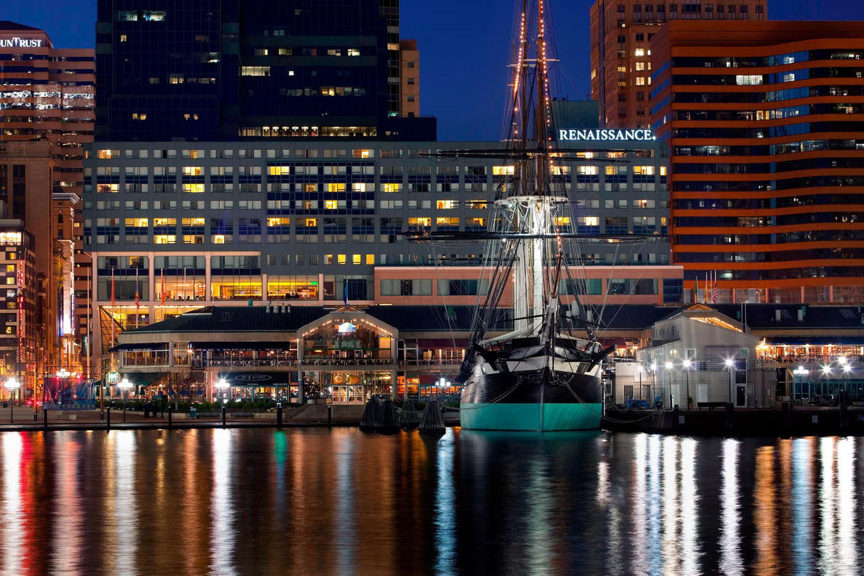 The Renaissance Baltimore Harborplace Hotel at night